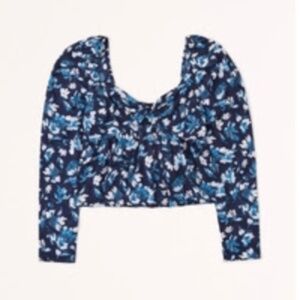 NWT Abercrombie & Fitch Long-Sleeve Sheer Twist-Front Top